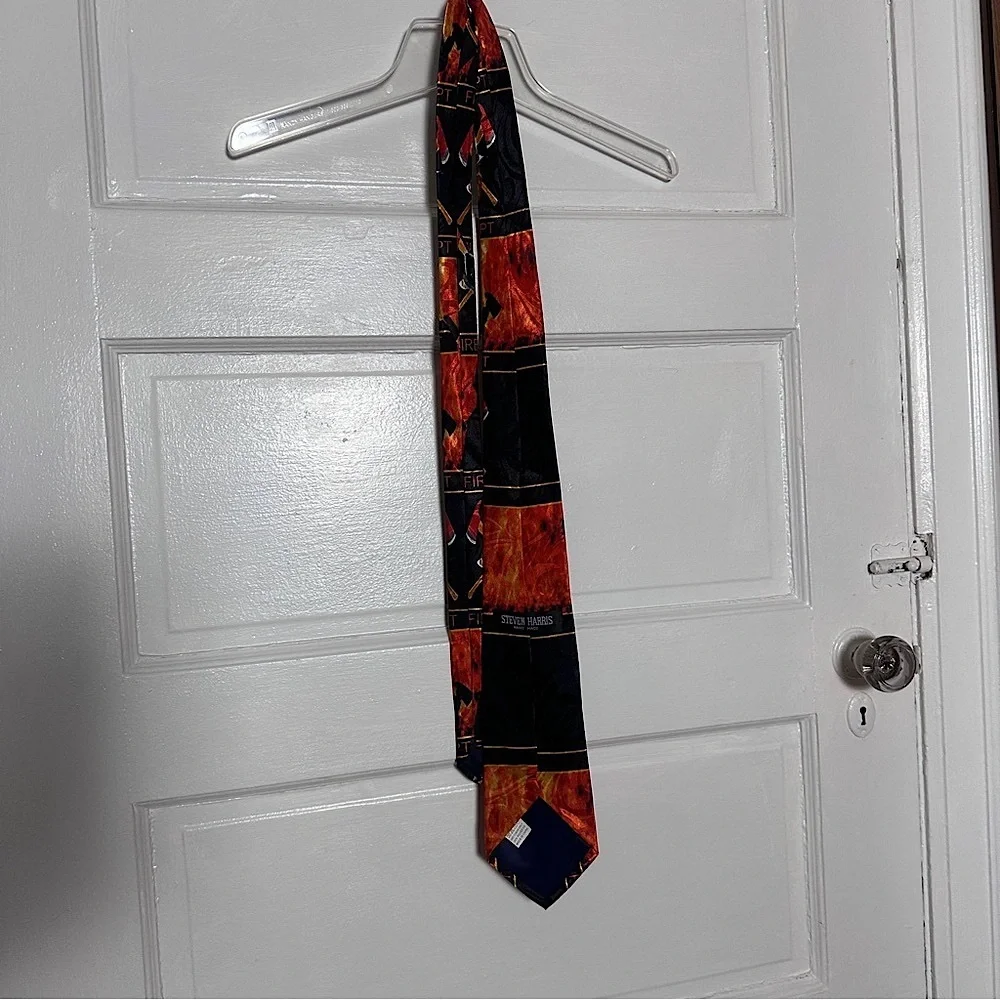 3/$20💥‎ Steven Harris Men’s Tie Firefighter Theme Handmade Fire Dept. Novelty